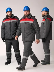 Костюм зимний на пуговицах Квайл-1 СОП (тк.Смесовая,210) брюки, т.серый/красный