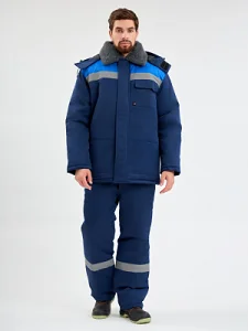Костюм зимний Квайл-1 СОП (тк.Смесовая,210) брюки, т.синий/васильковый