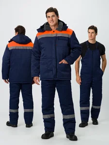 Костюм зимний на пуговицах Квайл-2 СОП (тк.Смесовая,210) п/к, т.синий/оранжевый-2