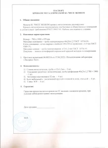 Кровать металлическая двухъярусная сетка (К-2.700СП 100х100 эконом)