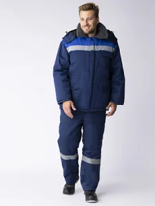 Костюм зимний на пуговицах Квайл-1 СОП (тк.Смесовая,210) брюки, т.синий/васильковый