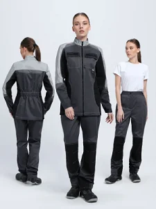 Костюм женский Вектрон-1 (тк.Смесовая,240) брюки, т.серый/св.серый/черный