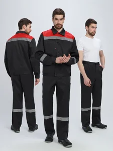 Костюм Лигор-1 СОП (тк.Смесовая,210) брюки, черный/красный
