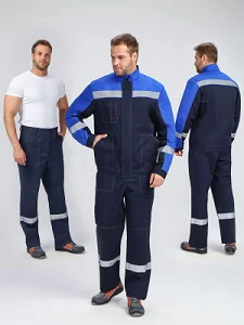 Костюм Бриготек-1 СОП (тк.Смесовая,260) брюки, т.синий/васильковый