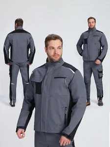 Куртка ProfLineLeader (тк.Хлопок/Спандекс,260), серый/черный